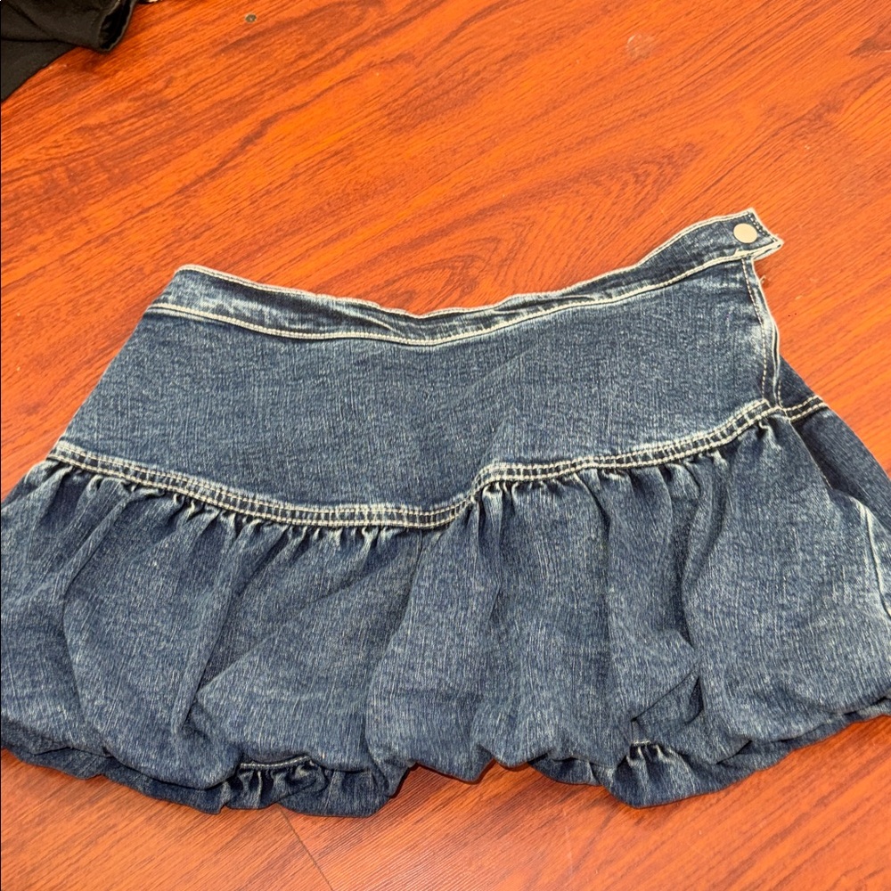 Love Tree Denim Bubble Skirt in Dark Blue